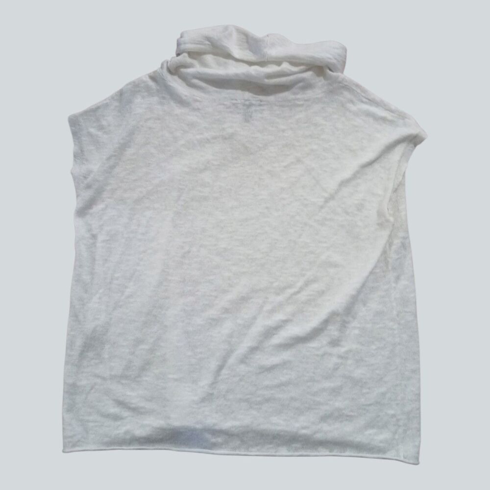 Eileen Fisher Womens XXS White Linen Organic Cotton Cowl Neck Sleeveless Top - Picture 8 of 8